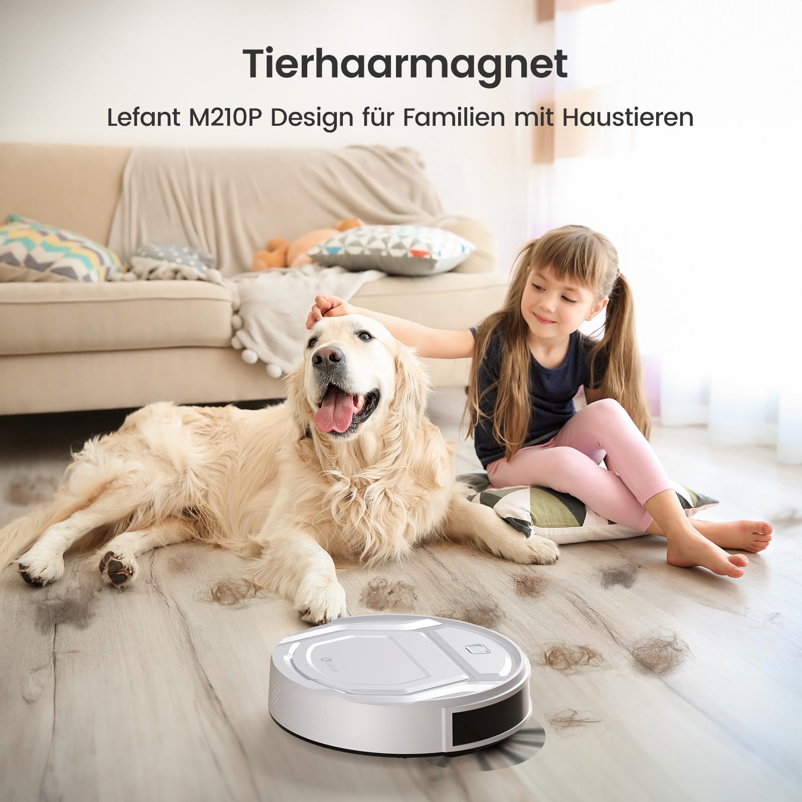 Lefant Saugroboter 2200 Pa, Klein Staubsauger Roboter, 120 Minuten, App-Gesteuert, Geräuscharmer Betrieb, Kompatibel mit Alexa, Anti-Verwicklungs-Absaugdüse, Ideal für Tierhaare & Hartböden