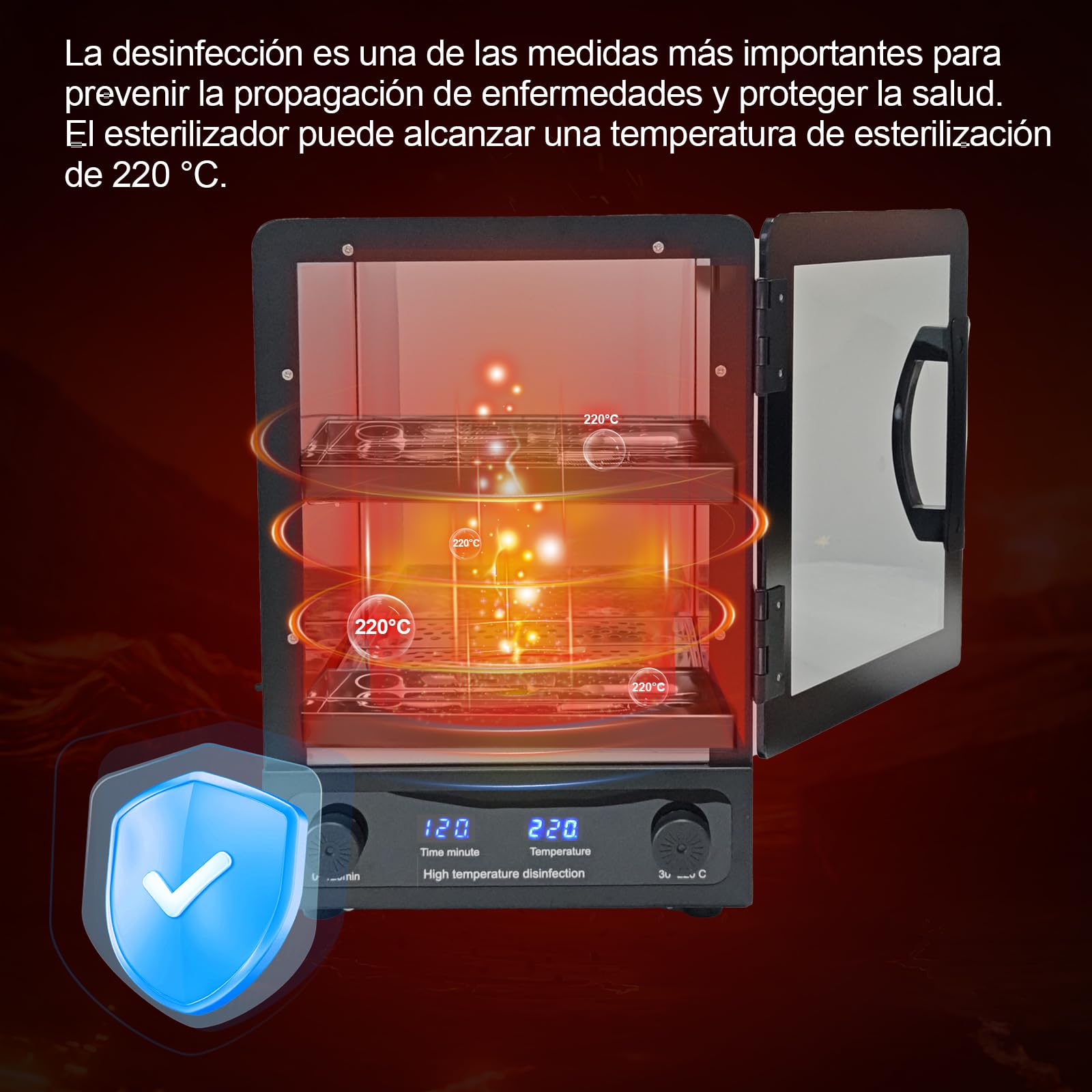 600W Esterilizador Manicura, Autoclave Esterilizador Profesional, 10 litros esterilizador de alta temperatura, de herramientas de manicura, herramientas de peluquería, salón de belleza