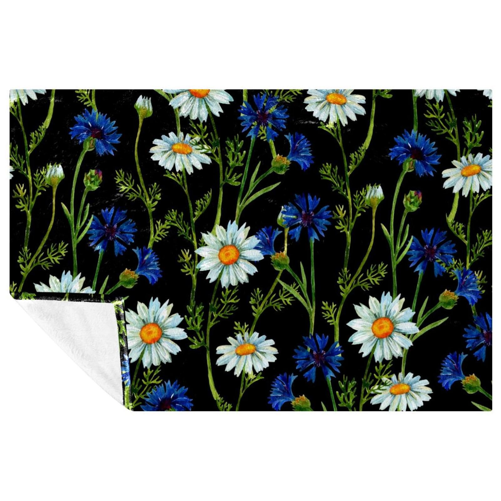 Couverture douce lit et camping motif floral finitions premium
