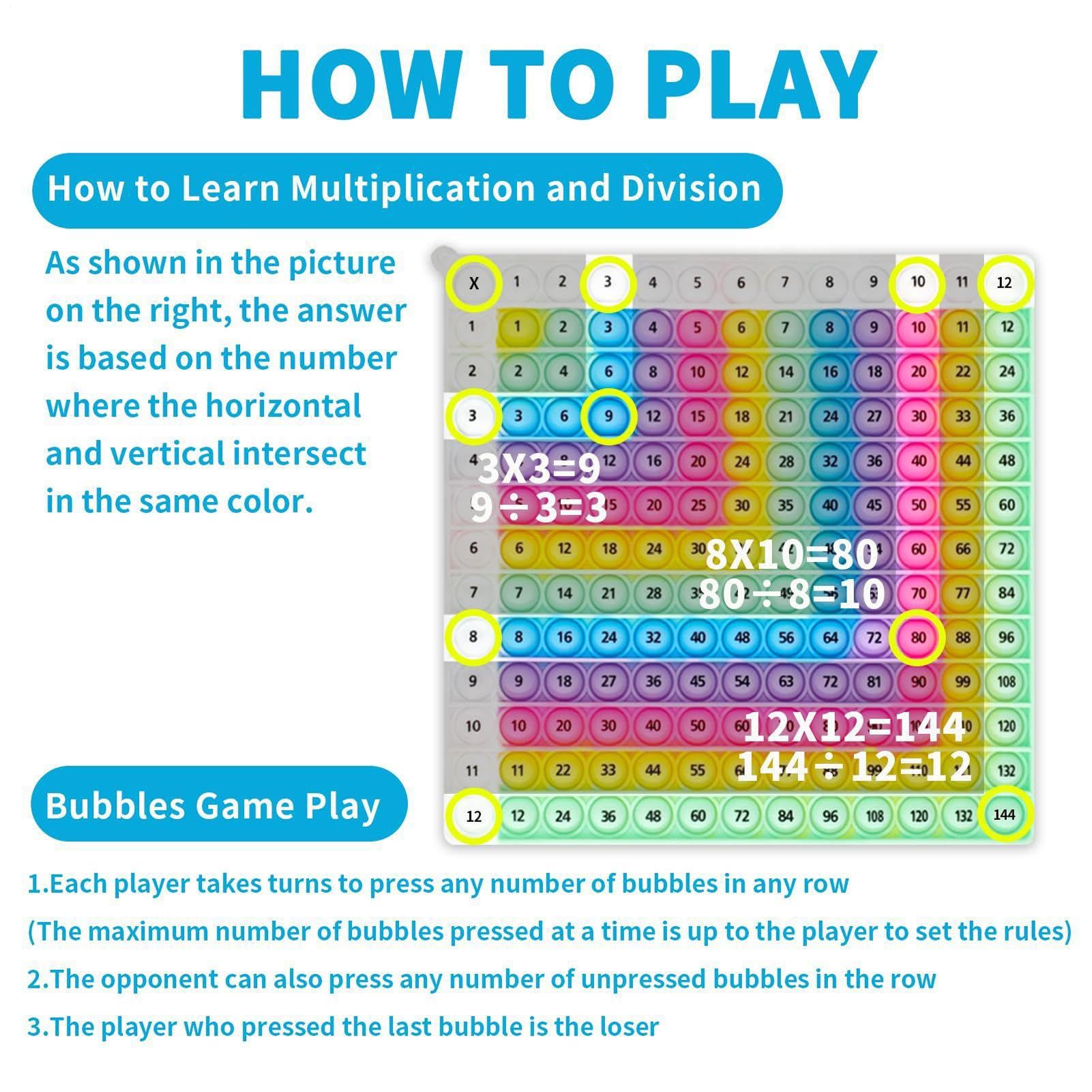 Math Pop It Mat Multiplication Table Pop It Math Fidget Toy Multiplication | Press ...