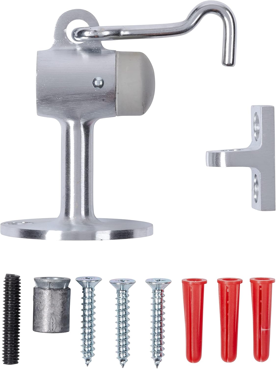 BRINKS Commercial - Floor Door Stop with Holder, Satin Chrome Finish - Non-Obtrusive Option to Protect Doors and Walls