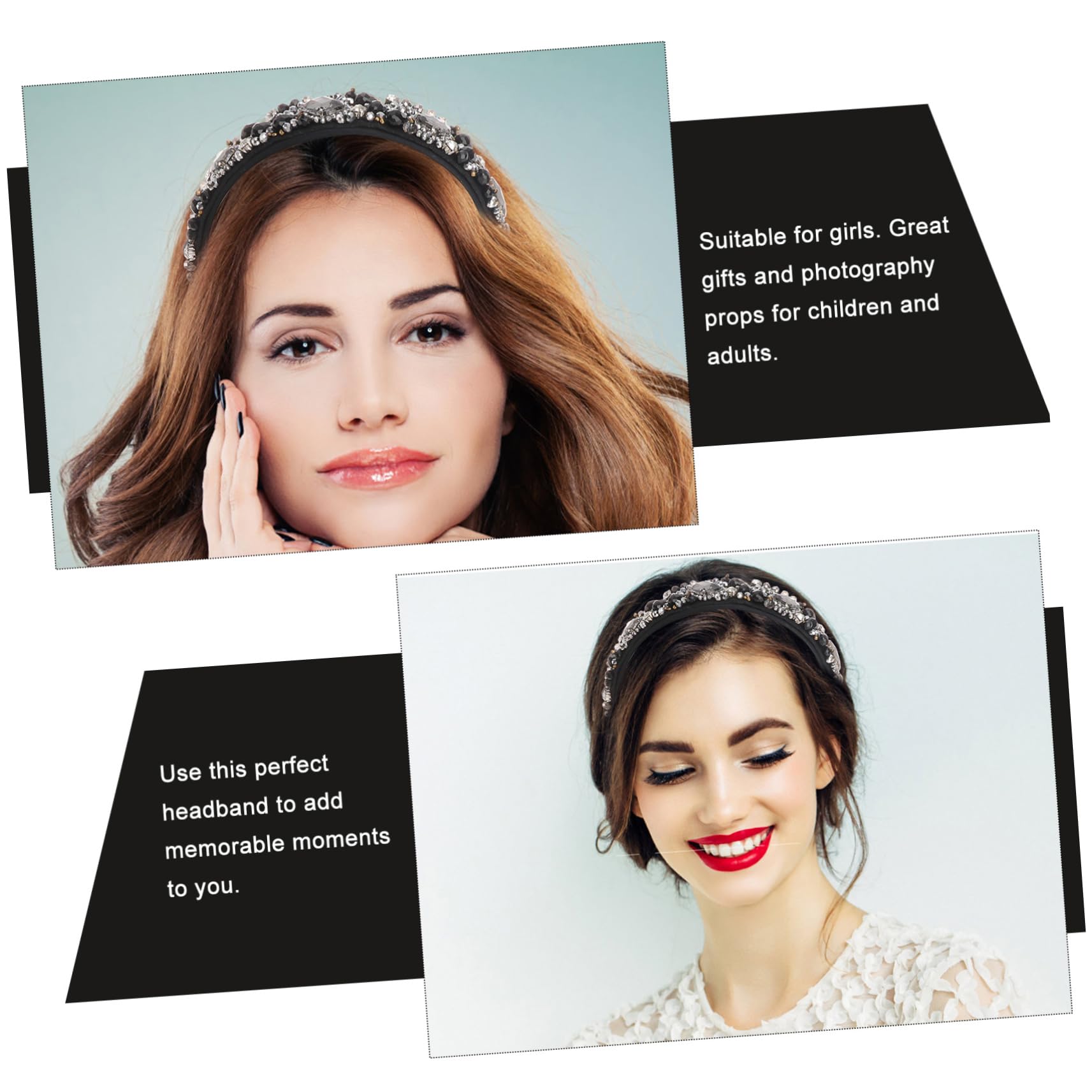 MAGICLULU 2 Fasce Per Extra Per Donne Cerchietto Con Gioielli E Strass Accessori Per Per Ragazze Cerchietto Con Strass.