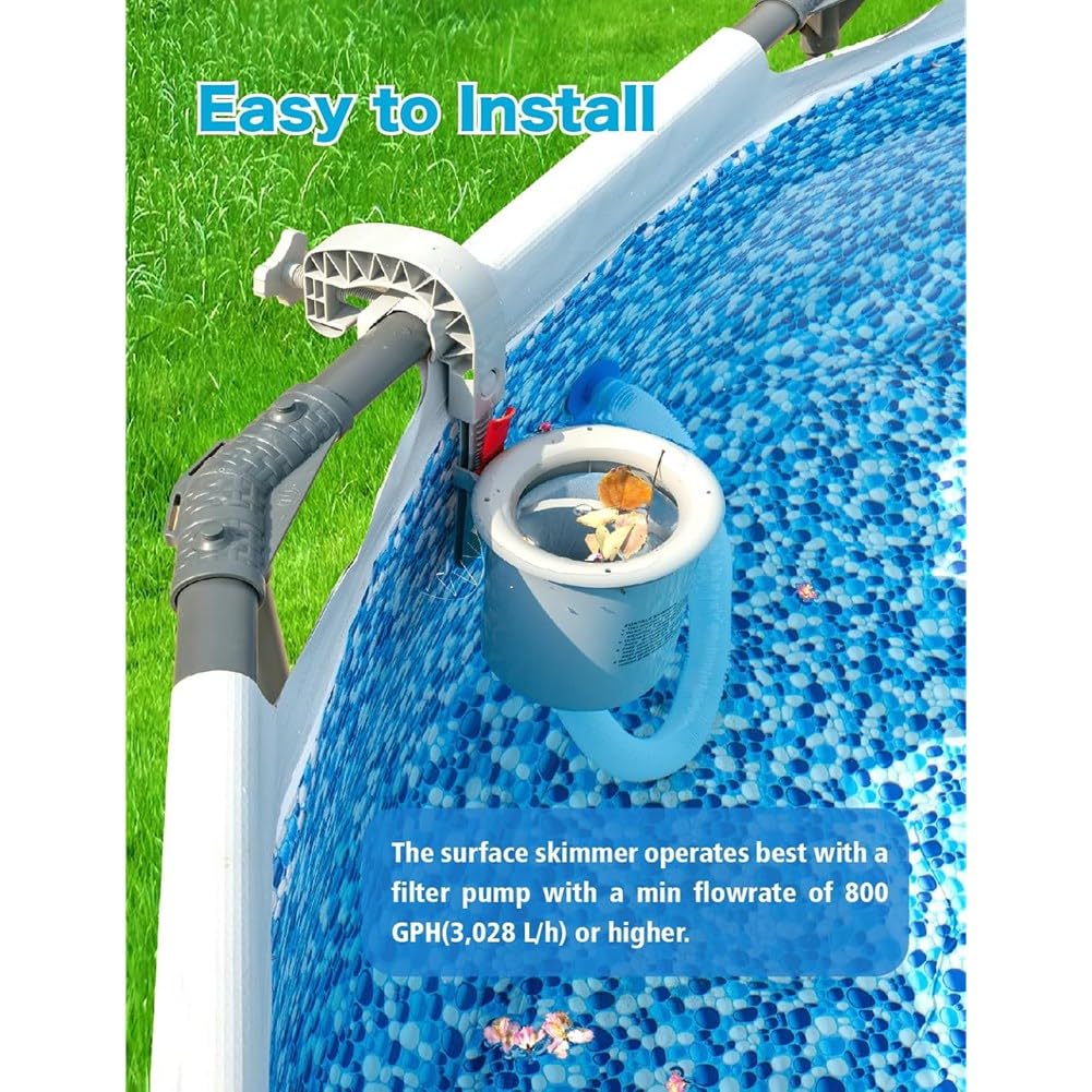 Skimmer para Piscinas Elevadas: Skimmer de Pared y Flotante para Hojas/Residuos, Compatible con Piscinas Inflables/con Estructura Metálica