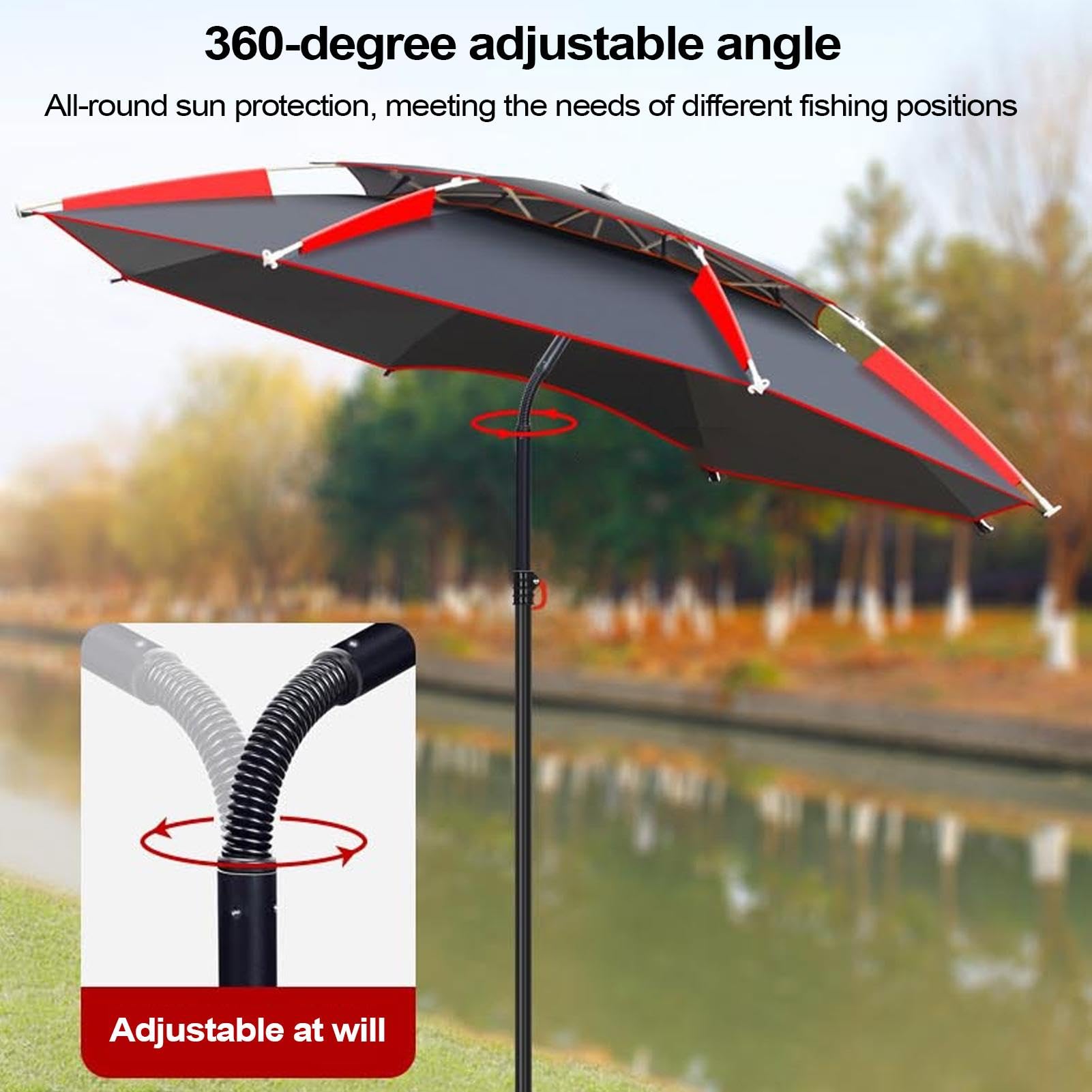Ombrellone Da Esterno Resistente Grande Pieghevole | Ombrello Offset Rotondo Doppio Tetto Per Patio, Giardino, Terrazza, Piscina, Cortile, Spiaggia, Prato, Balcone, Campeggio,