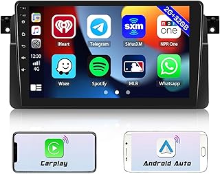 [2G+32G] Android Car Stereo for BMW 3 Series E46 M3 1995-2005 Wireless Carplay Android Auto Car Stereo, 9 Inch Touchscreen Android Head Unit GPS Navigation System HiFi Bluetooth Backup Camera