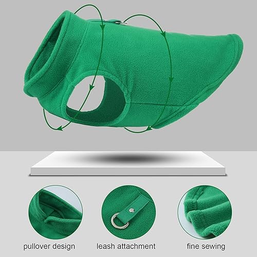 Miniatura 2 de Chaleco de vellón para perro de 4 piezas para clima frío, suéter acogedor para perro, ropa de invierno para perro, chaleco con anillo para correa