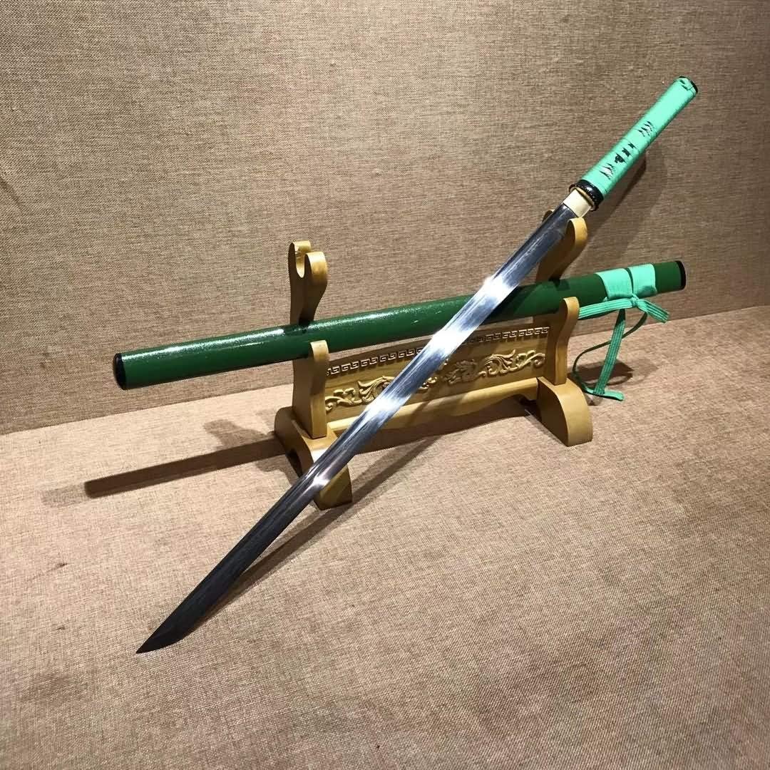 LoongSWORD Japanese Samurai Ninja Sword,Handmade-Damascus Steel Full Tang Blade-Kendo, Green
