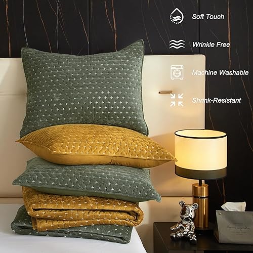 Miniatura 6 de Powdion Juego de edredón de terciopelo tamaño King, juego de ropa de cama acolchado de gran tamaño, juego de colcha suave y lujoso edredón de