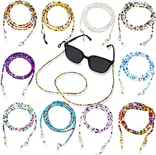 12 Pack Handmade Beaded Eyeglass Chains for Women,Neck Glasses Holders | Colorful Acrylic & Wire Glasses Necklace Holder with Anti-Slip Silicone Tips, Stylish Eyewear Strap for Glasses/Face Masks