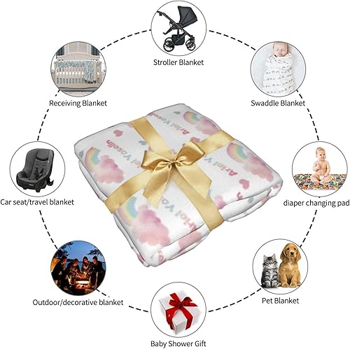 Miniatura 6 de Manta personalizada para bebé, niña, niño, manta con nombre personalizado para recibir con diadema de lazo y sombrero, artículos personalizados para