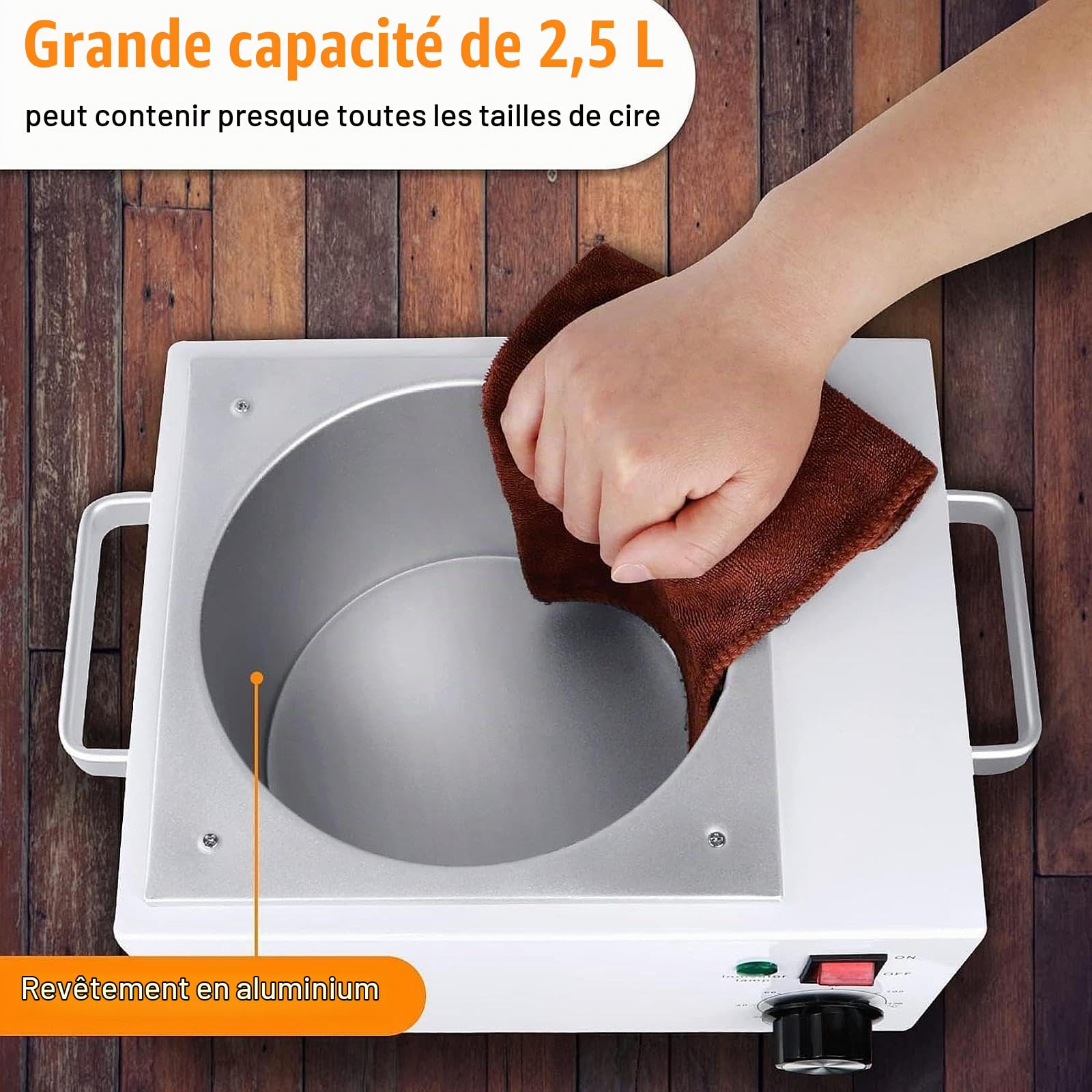 predolo Machine électrique de chauffe-cire, chauffe-cire, épilation douce professionnelle à la maison de 1,5 L, chauffe-cire unique, Machine pour les pieds et