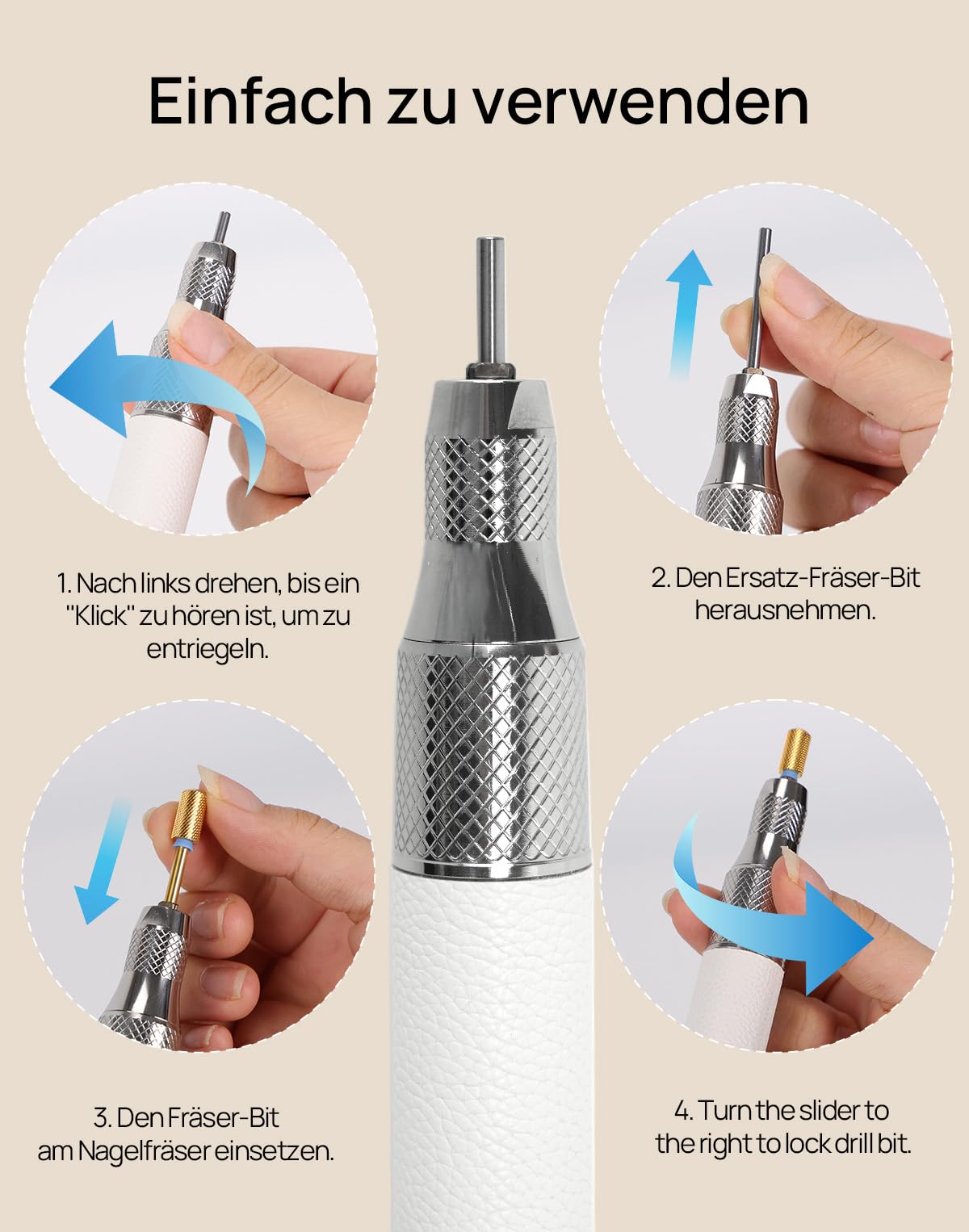 Nagelfräser für Gelnägel – O NAIL Maniküre Pediküre Set 50000 U/min, LCD-Display, Fräsaufsätze, Smart Control, Kabelloses & Salon-Qualität für Acryl-Gel-Nägel, für Stylisten, Nailartists