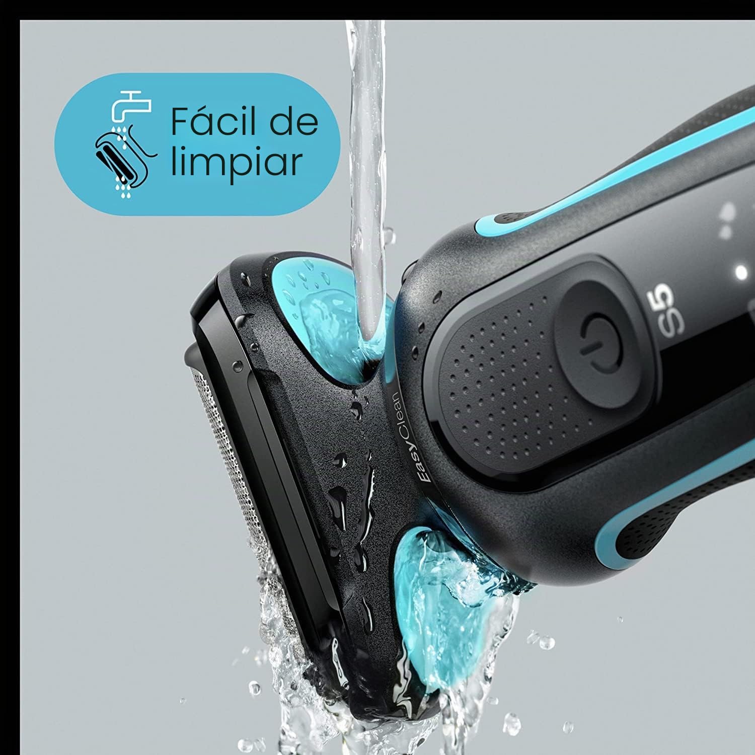Braun Series 5 Afeitadora Eléctrica Hombre, Máquina de Afeitar Barba, Recortadora de Precisión y Tecnología Easy Clean (Fácil de Limpiar) y Base de Carga, Recargable, Inalámbrica, 50-M4500 CS, Menta