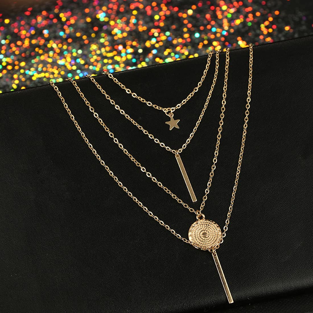 Gold-Plated Layered Necklace Set