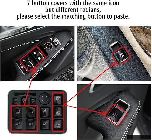 Miniatura 2 de Reposabrazos de puerta interior negro Interruptor de ventana de botón de volante de repuesto para Benz GLK ML A B C E G Clase W204 W212 W246 W166