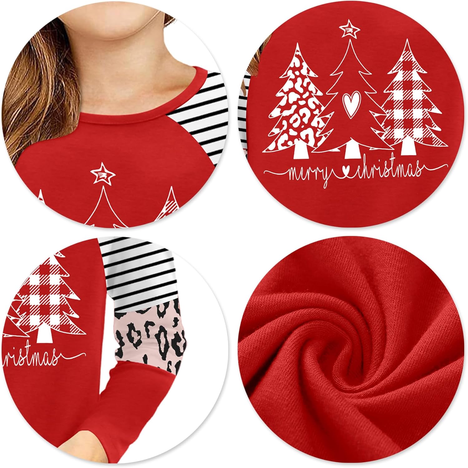 VVNTY Kids Christmas Shirt Boys Girls Merry Christmas Tree Graphic Tee Xmas Holiday Long Sleeve Tops 5-14y - Image 5