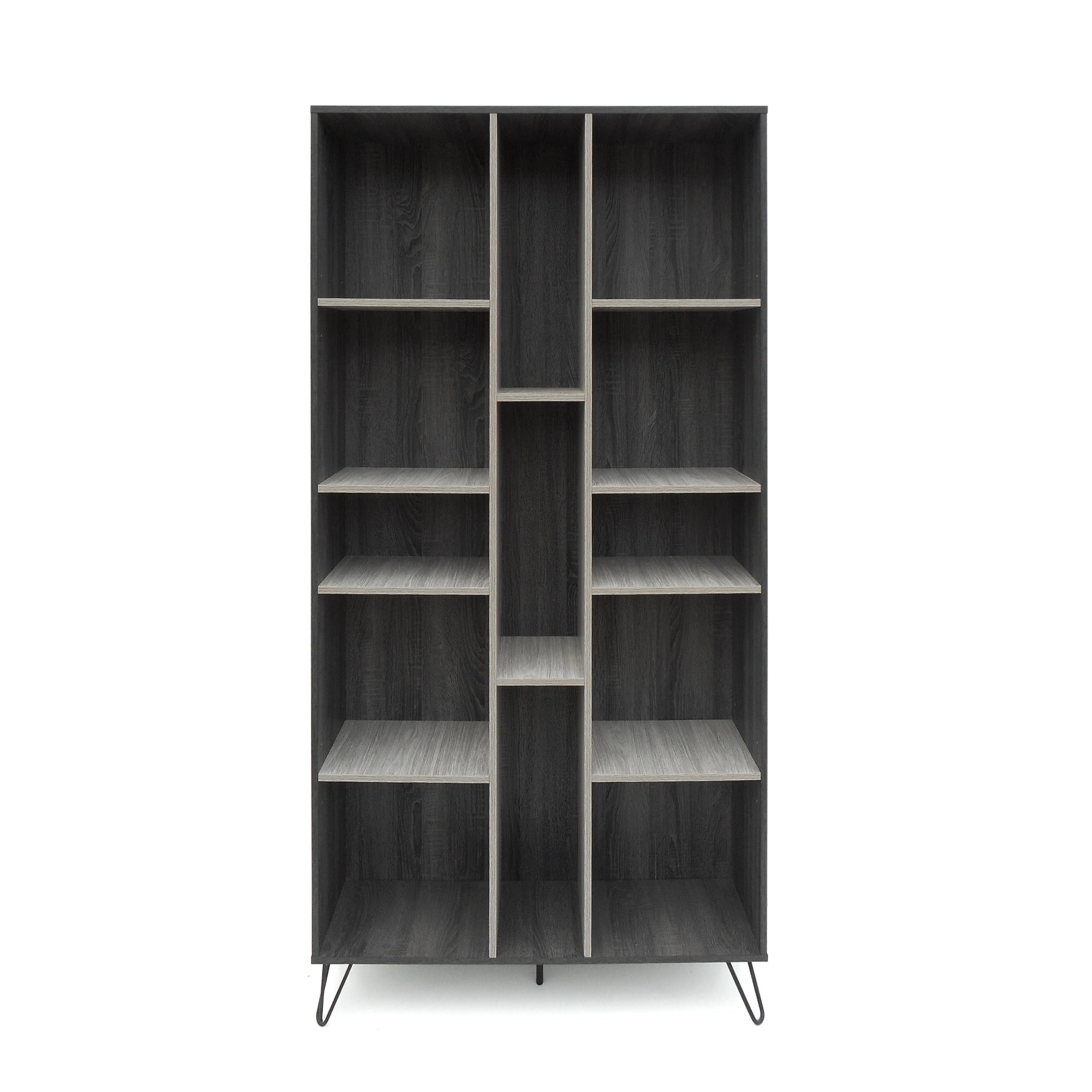 Christopher Knight Home Imogen Modern Two-Toned Faux Wood Bookshelf, Sonoma Grey Oak / Grey Oak / Black