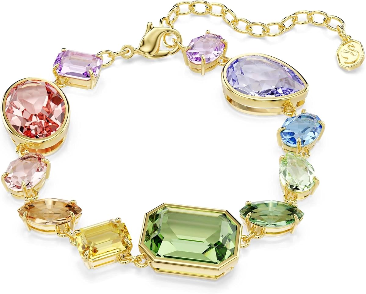 Pulsera Gema, Cortes mixtos, Multicolor, Chapado en oro-tSwarovski One