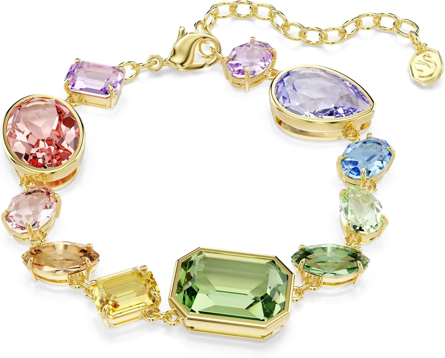 Swarovski Gema bracelet, Mixed cuts, Multicolored, Gold-tSwarovski One plated