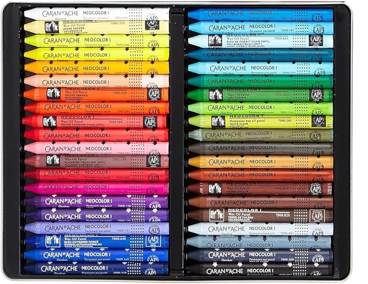 Caran d'Ache Neocolor I. pastels à la cire Permanents .Crayons à la cire Permanents SET 40 + 1 cartes