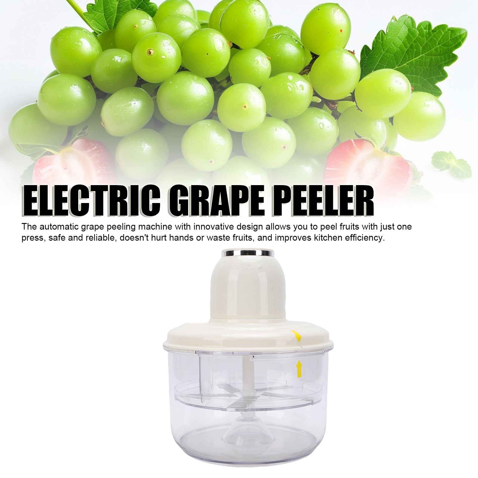 Sxhlseller Macchina Elettrica per Peeling Dell'uva, Macchina per Pelapina di Frutta Automatica Ricaricabile, Strumenti di Rimozione della Pelle di Pomodoro Ciliegia per Cucine per la Casa e (WHITE)