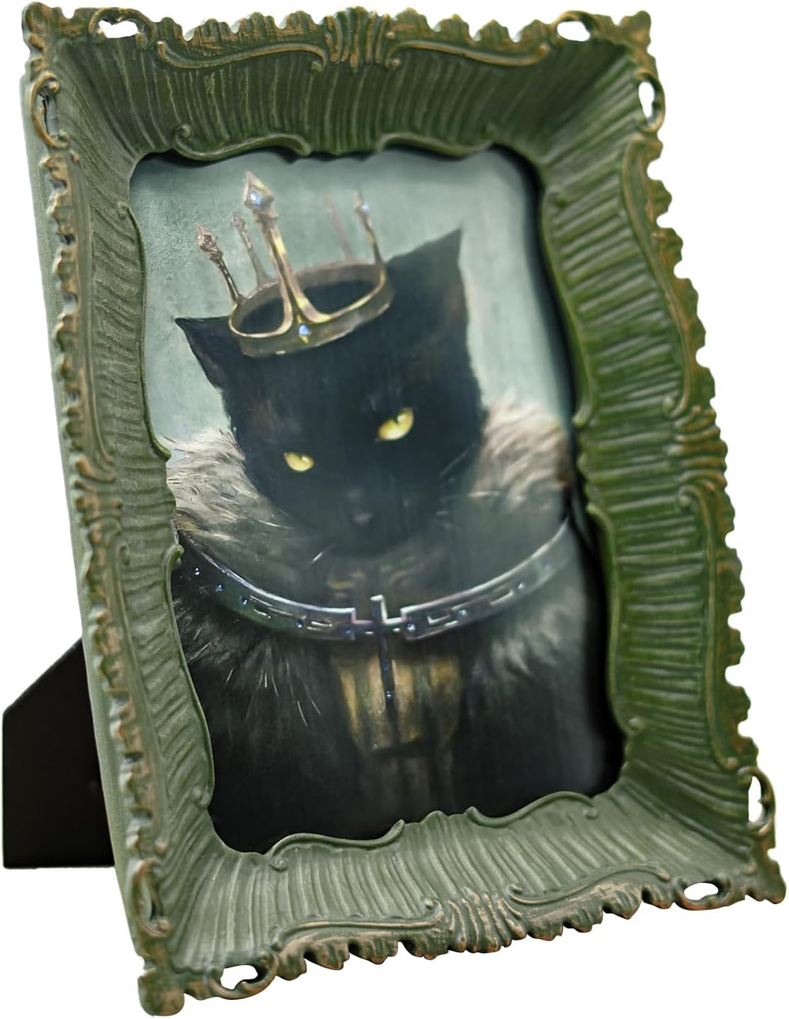 5x7 Vintage Picture Frame, Antique Green Gothic Ornate Baroque Style Photo Frame with Glass, Ideal for Dark Fantasy Art, Retro Tabletop & Wall Hanging Home Decor