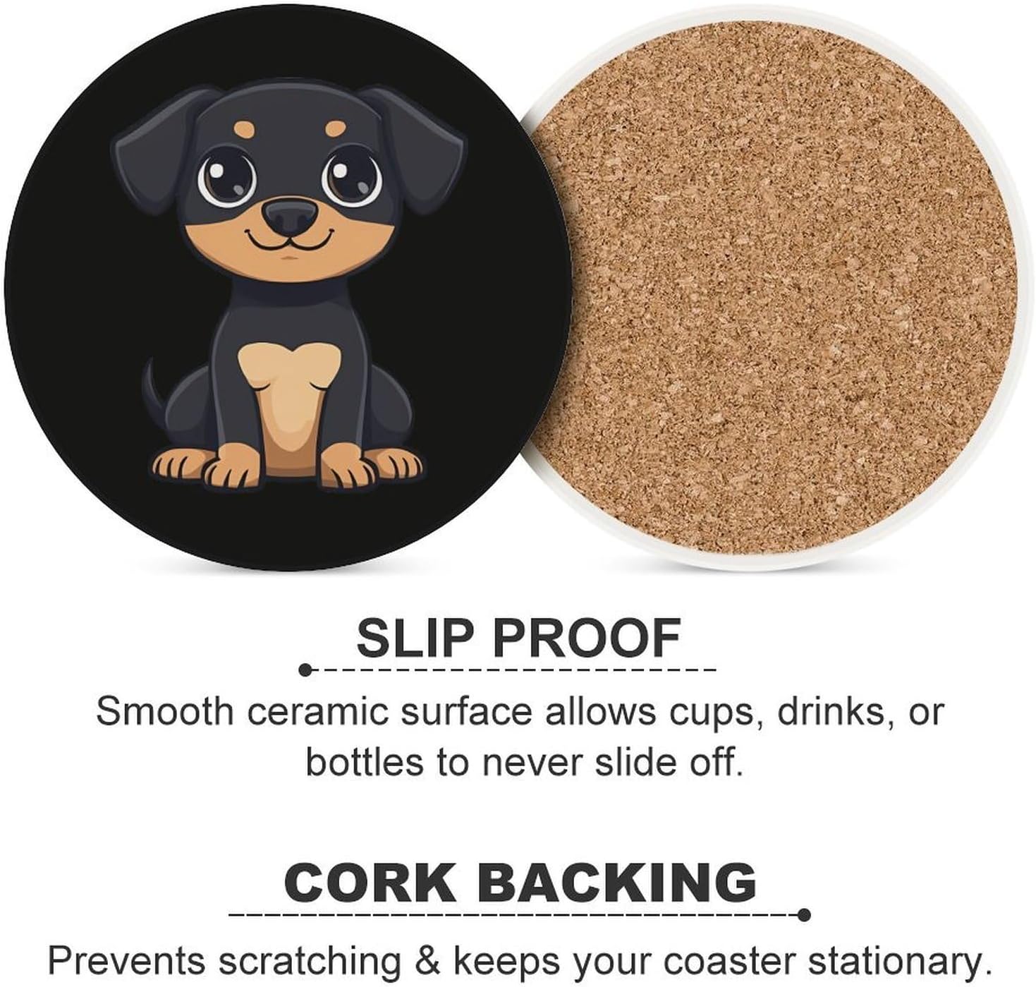 Dachshund Dog Cute Funny Round Ceramic Coasters for Drink Absorbent Cup Holders Tabletop Protection