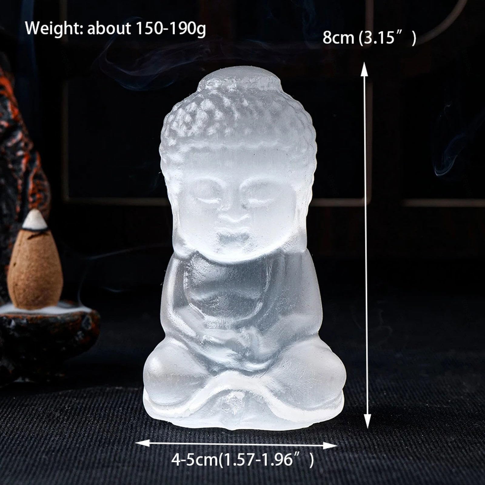 Amazon.co.jp: 癒しの水晶彫刻仏像 3インチの白いセレナイトの置物 