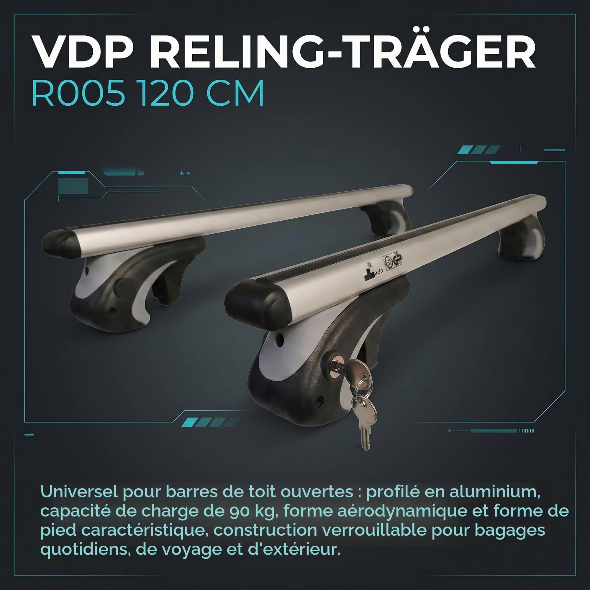 VDP L120 Aluminium Porte-Bagages de Toit pour Un Maximum de 90