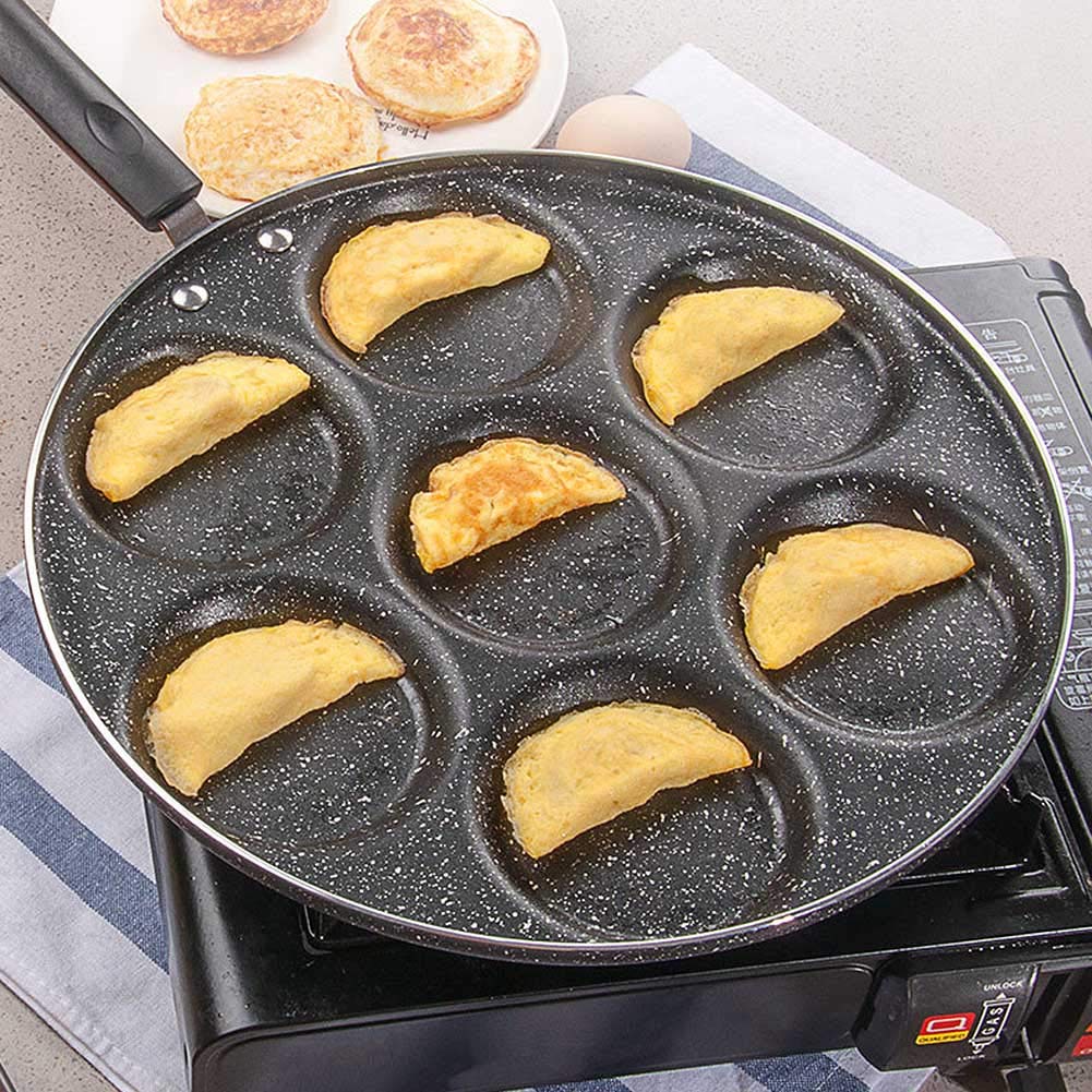 CANDeal Aluminiowa patelnia z 7 miseczkami do smażenia jajek nieprzywierająca szwedzkie naleśniki, plett, krepa, patelnia do smażenia na wiele jajek
