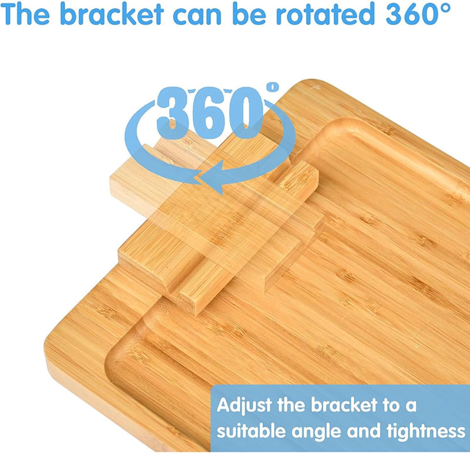 Couch Arm Tray, Wood Clip On Couch Armrest Table with 360° Phone Holder Foldable Sofa Arm Trays Tables Couchs Caddy for Snacks, Drinks, Remotes. - Image 4