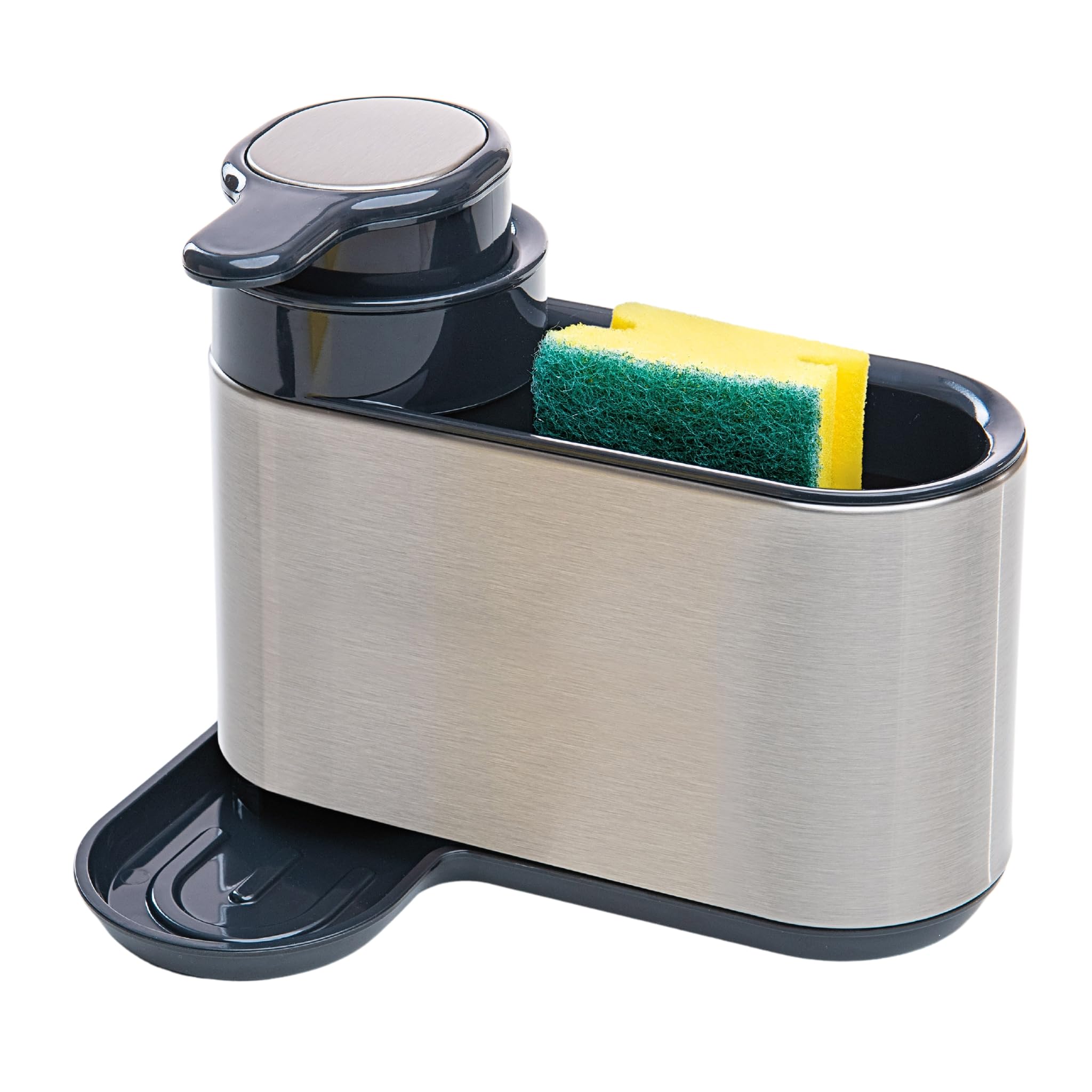 Erreke Kitchen Sink Organiser, Stainless Steel, Kitchen Sink Caddy, Sink Caddy, Soap Dispenser, Sink Tidy, Washing Up Liquid Dispenser, Silver Color