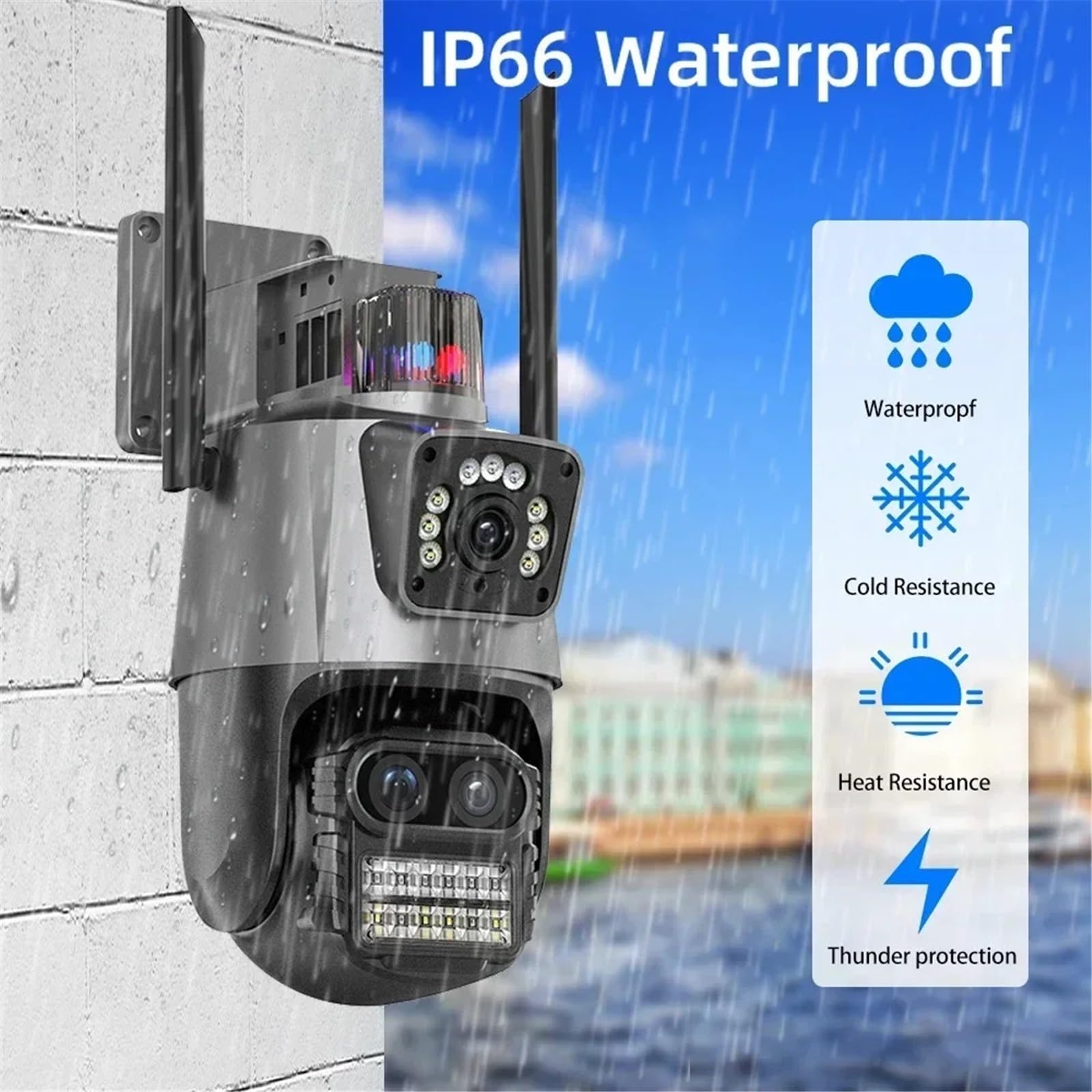 Caméra WiFi 12MP 6K PTZ, Zoom numérique 8X, Double écran extérieur, caméra de Surveillance WiFi, Vision Nocturne, vidéosurveillance IP, sécurité(12MP Add 32G Card)