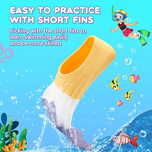 Miniatura 3 de Aletas de natación para niños, aletas de entrenamiento de natación, aletas cortas para jóvenes, piscina, esnórquel para niñas y niños principiantes