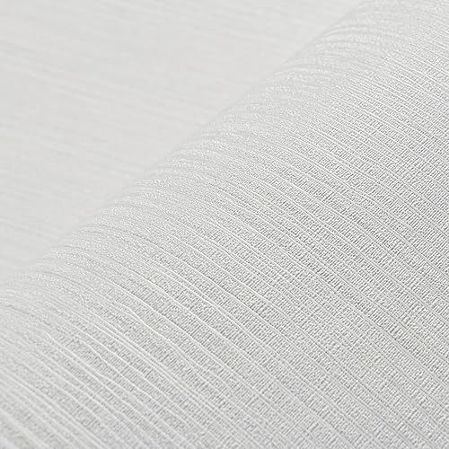 Miniatura 4 de Haimin Papel tapiz texturizado de tela de 24 x 393 pulgadas, papel de contacto de tela, papel de pared blanco, papel de pared de lino autoadhesivo