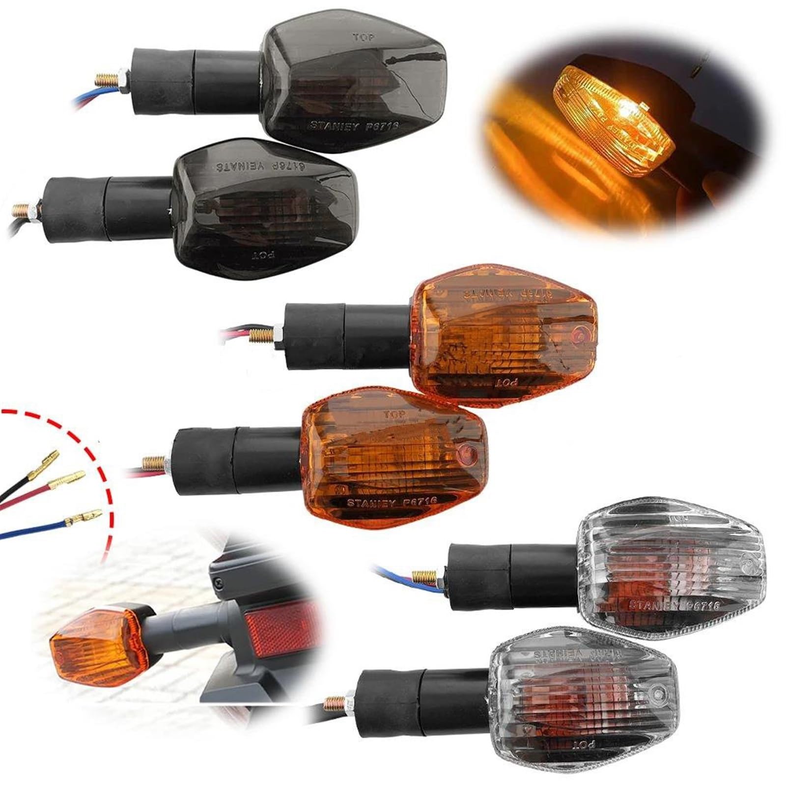 Clignotants Clignotants De Moto pour H&Onda CB1000R CB600F pour Hornet 600 599 CB600S CB900F pour Hornet 900 919(Clair)
