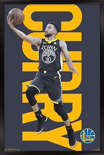 Trends International NBA Golden State Warriors - Stephen Curry 18 Wall Poster, 14.725" x 22.375", Black Framed Version
