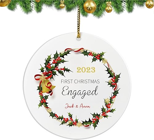 Miniatura 1 de Adorno personalizado para pareja comprometida 2023, primera Navidad para casados juntos comprometidos, adornos de Navidad personalizados, idea,