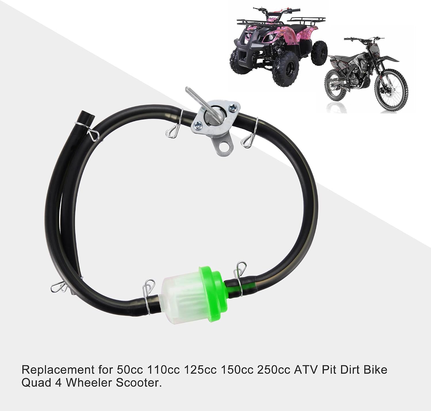 GOOFIT Inline Fuel Hose Oil Filter Petrol Switch for 50cc 110cc 125cc 150cc 250cc ATV Pit Dirt Bike Quad 4 Wheeler Scooter Green
