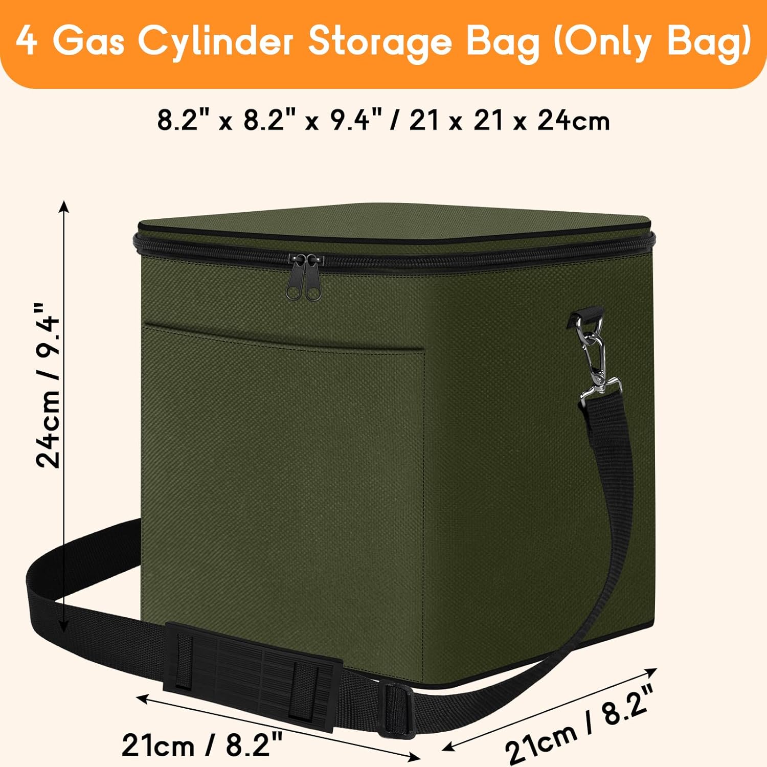 Mini 1LB Propane Tank Storage Bags with Padding, Adjustable Shoulder Strap, Camping Fuel Cylinder Carry Bag for 4-Pack Propane Tanks 16 OZ, Refillable Small Propane Gas Canister Bottle Case-Green - Image 2