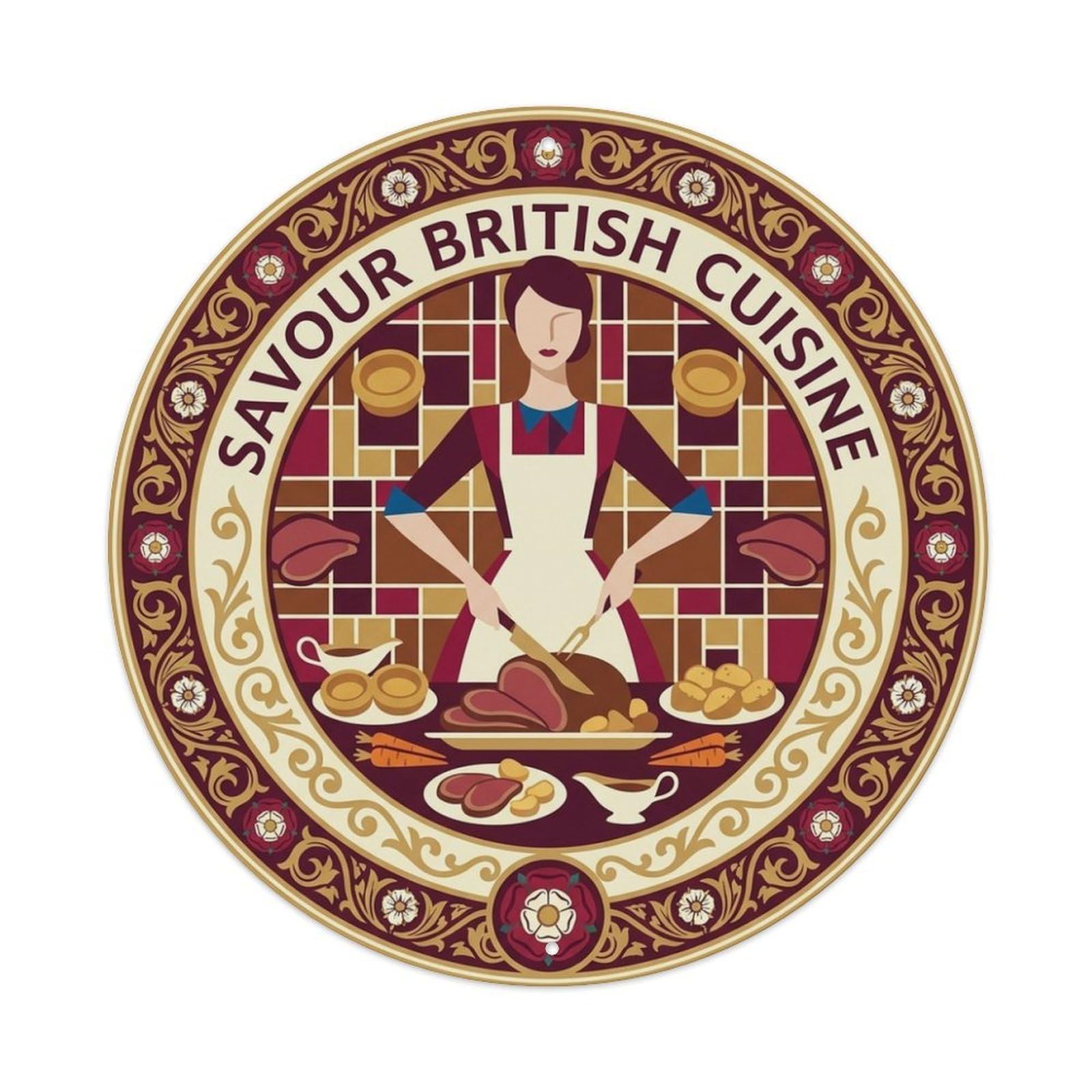 Culinary Travel British Cuisine Sunday Roast Metal Tin Sign