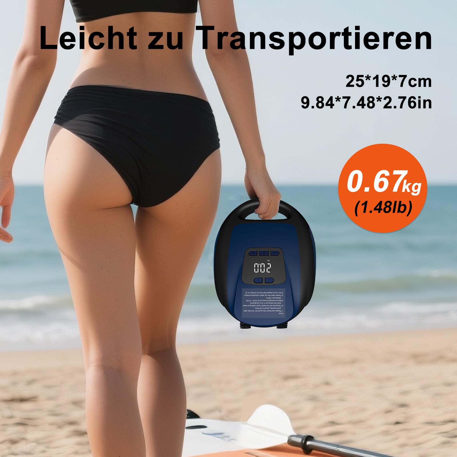 Pompa elettrica Sup – 20 psi paddle board pompa con 6 ugelli, funzione di gonfiaggio intelligente a doppio stadio, funzione di sgonfiaggio, connettore auto 12 V CC, pompa per tavole da paddle, kayak e