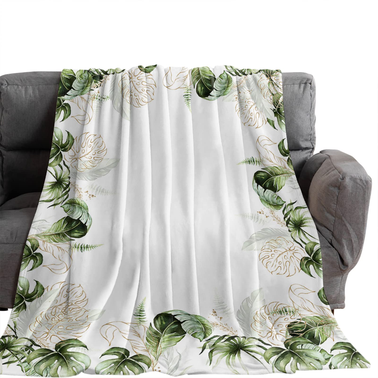 Couverture en flanelle super douce motif palmiers au coucher du soleil pour canapé, lit, salon, toutes saisons, grande taille