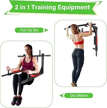 Wall Mounted Pull Up Bar, Wall Mounted Pull Up Bar and Dip Station, Multifunctional Wall Mounted Chin Up Bar, Power Tower Set Training Equipment, Home Gym Workout, Max Load 440lbs