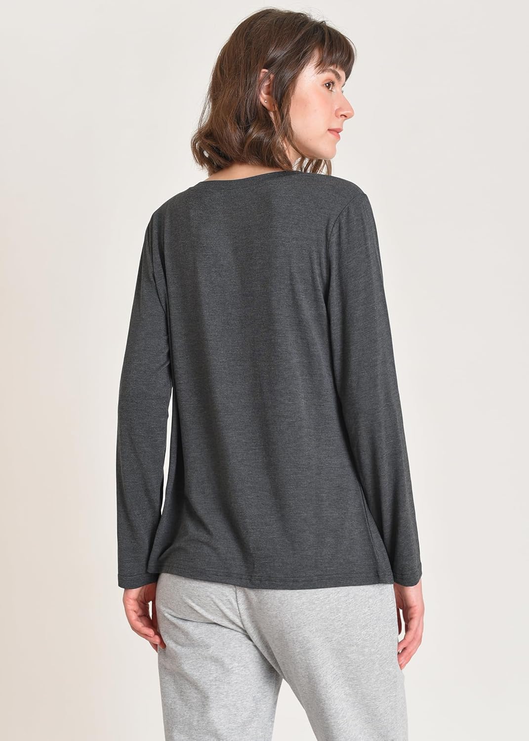 Latuza Women's Viscose Long Sleeve Sleep T-Shirt V Neck Pajama Top S-3X - Image 3