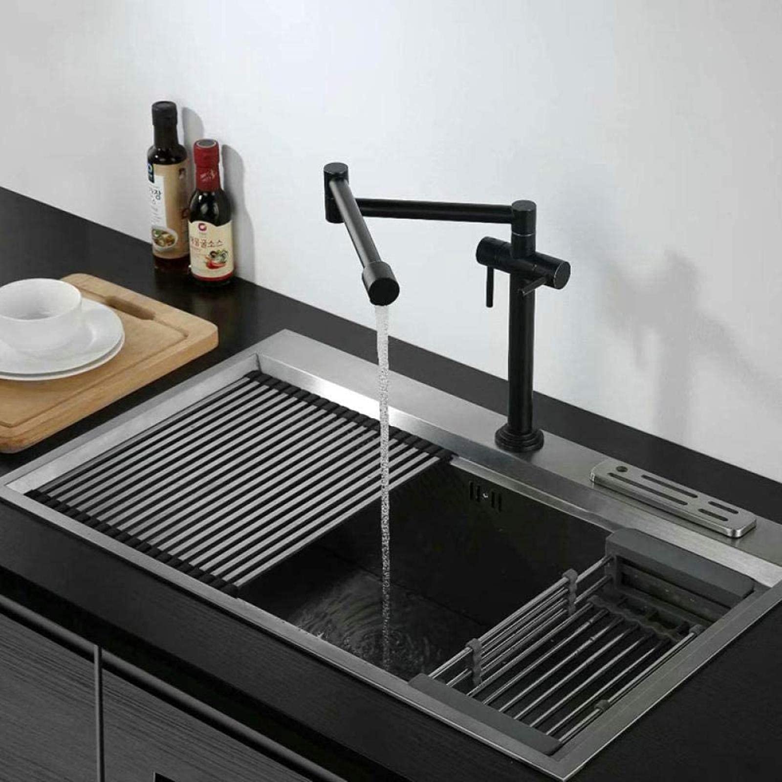 Küchenarmatur Massives Messing Schwenkkran Küchendeck montiert Faltbare Spüle Wasserhahn Mixer Nickel gebürstet/Schwarz/Chrom/Gold/ORB-ORB