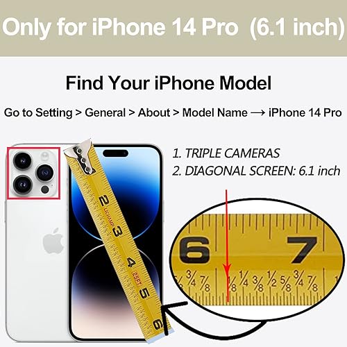 Miniatura 6 de LAMEEKU Funda tipo cartera compatible con iPhone 14 Pro de 6.1 pulgadas, de piel con tarjetero, soporte de anillo de rotación de 360, bloqueo RFID,