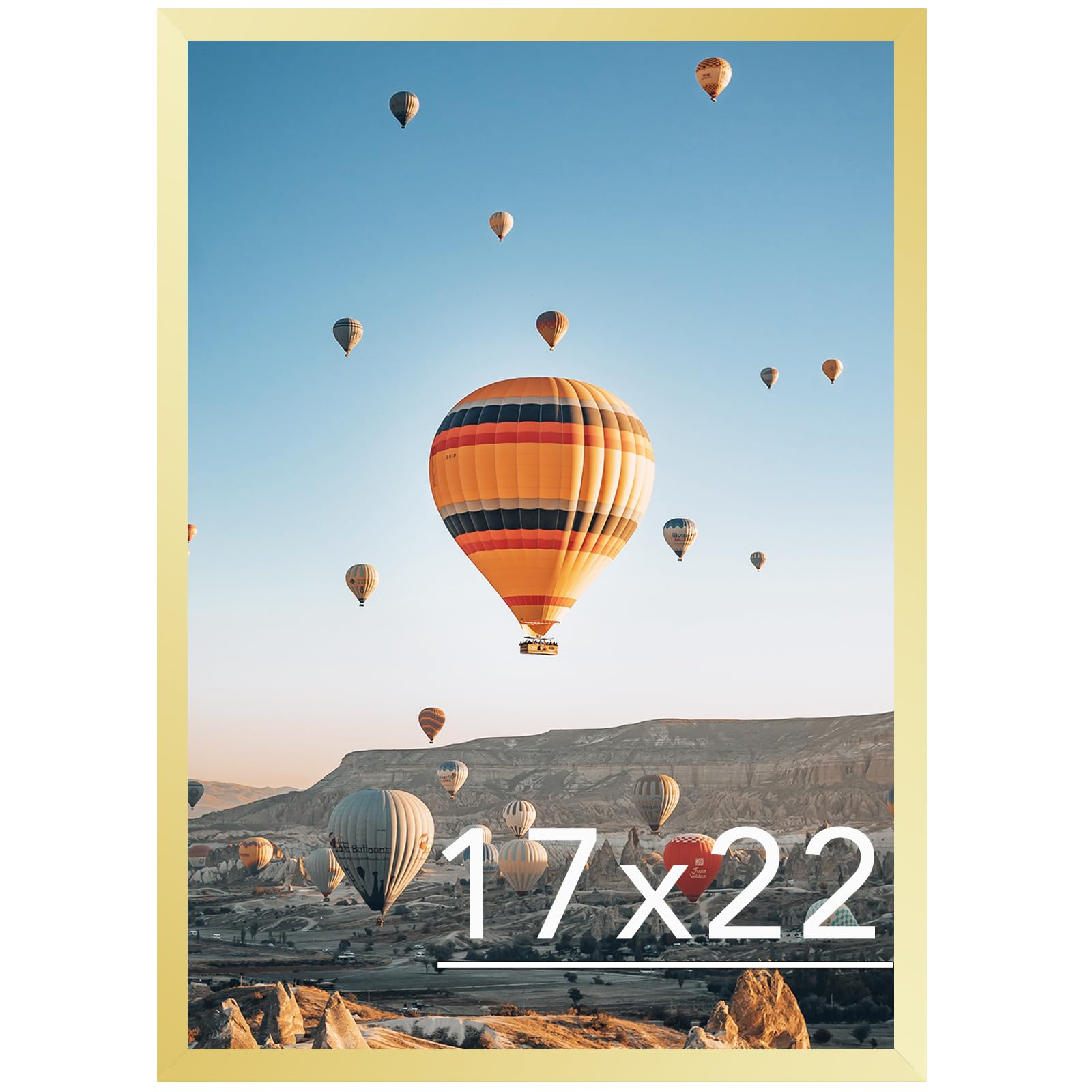 JCJMY 17x22 Picture Frame Gold for Poster Photo Picture, Horizontal and Vertical Formats for Wall Hanging, 17 x 22 Wall Gallery Poster Photo Frame for 17 by 22 Photos Posters, Gold