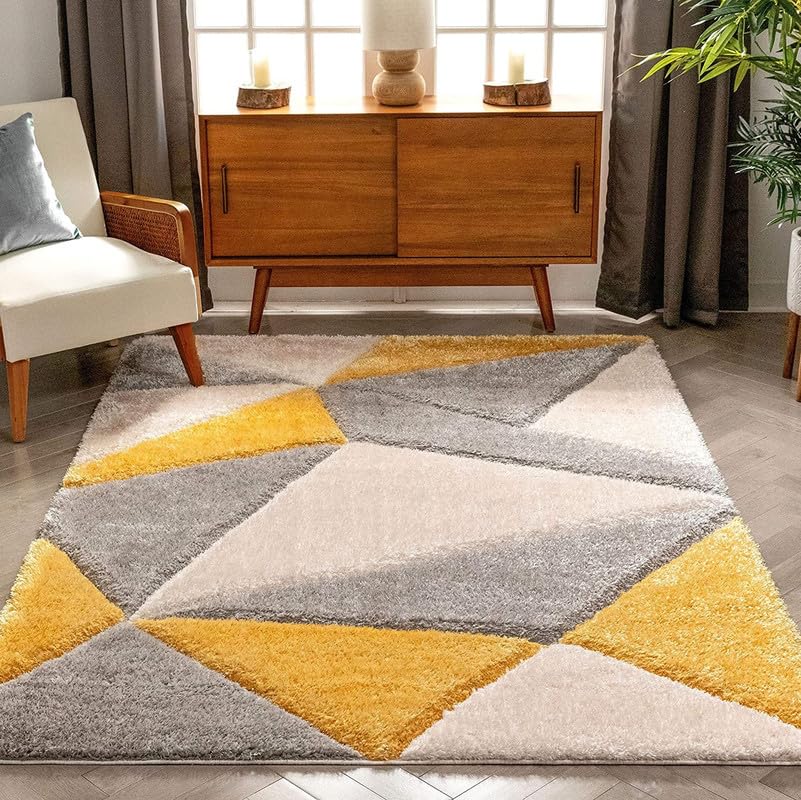 Image of Shaggy Rug for Bedroom Living Room 3X5 FEET Fluffy Plush Area Carpet with Non Slip Backing, Modern Cozy Floor Rug for Home Decor and Comfort (Gold)