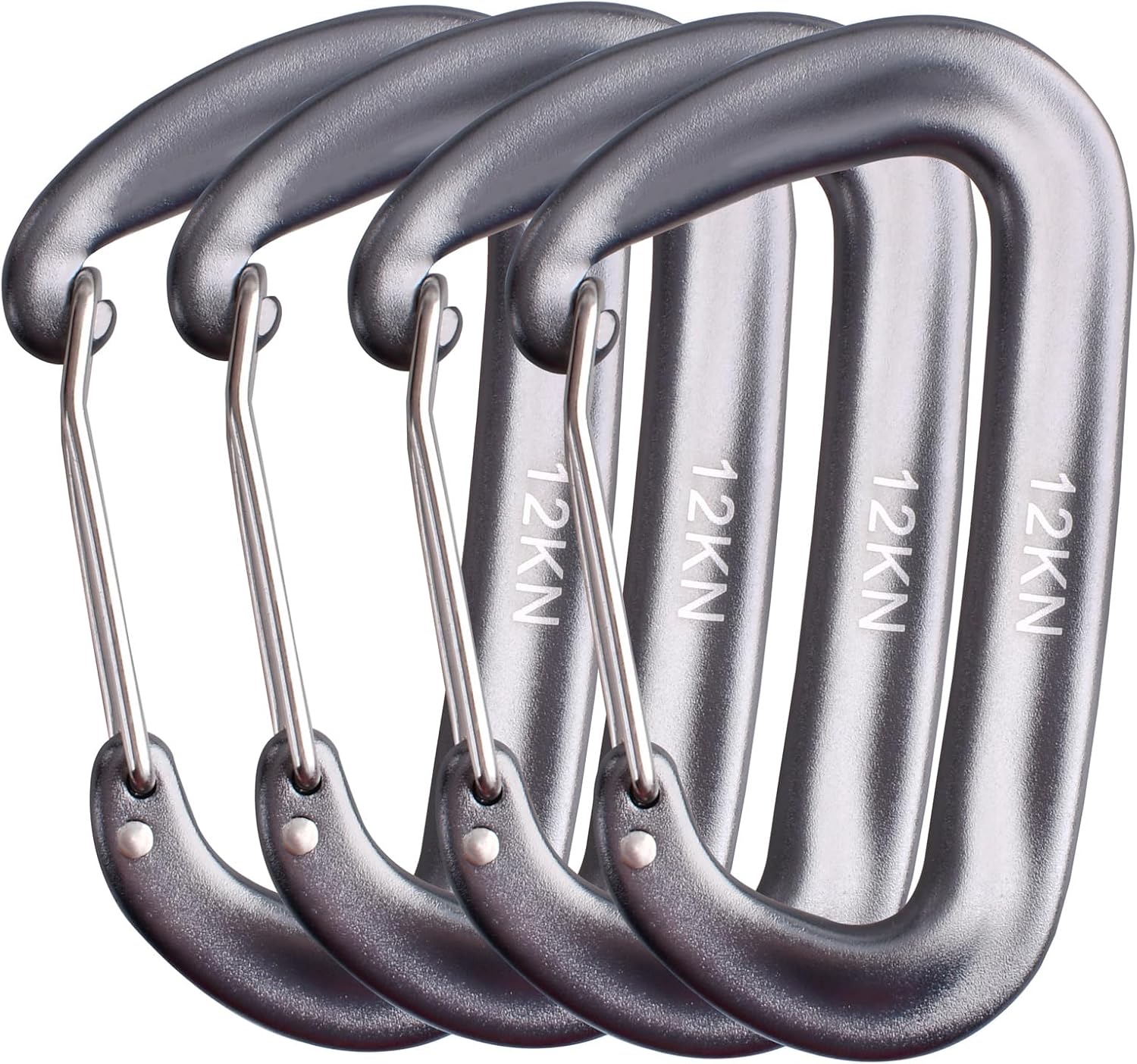 Azarxis Carabiner Clips, 12 25 kN Aluminium D Ring Heavy Duty Lightweight Caribeaners for Hammock, Camping, Hiking, Outdoor, Gym, Dog Leash, Backpack, Harness